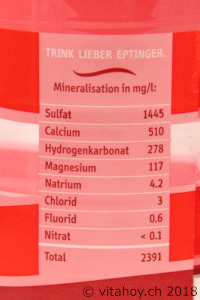 Eptinger Mineralwasser Etikette Magnesium