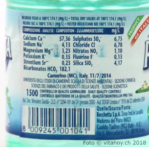 Rocchetta Naturale Mineralwasser Etikette Magnesium