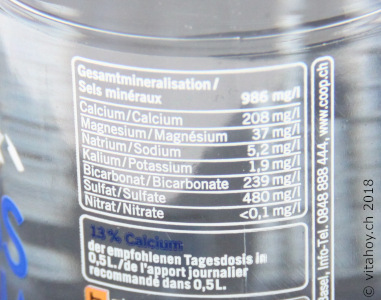 Swiss Alpina Mineralwasser Etikette Magnesium