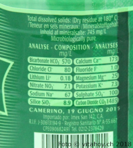 Uliveto Mineralwasser Etikette Mangesium