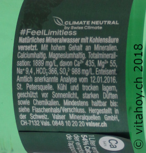 Valser Mineralwasser Etikette Magnesium