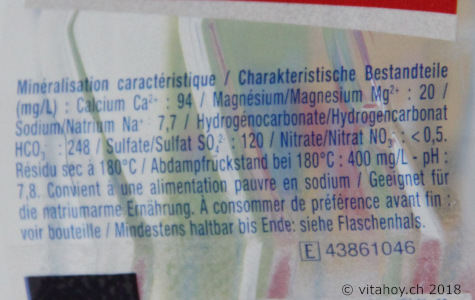 Vittel Mineralwasser Etikette Magnesium